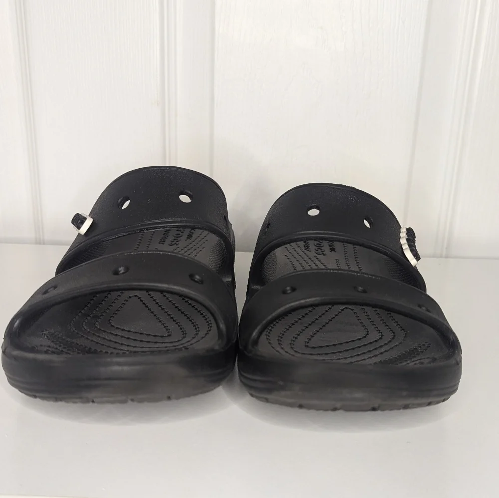 Crocs Unisex Shoes Black Classic Sandals Mens 8 Womens 10 2 Strap Slide Jibbit